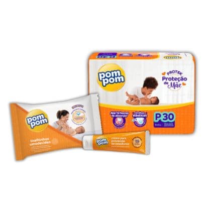 Imagem de Kit Pompom: p. Fraldas P + Lenço + Pomada