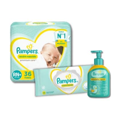 Imagem de Kit Pampers: p. Fraldas RN + Lenço RN + Sabonete
